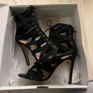 Aldo black strappy heels